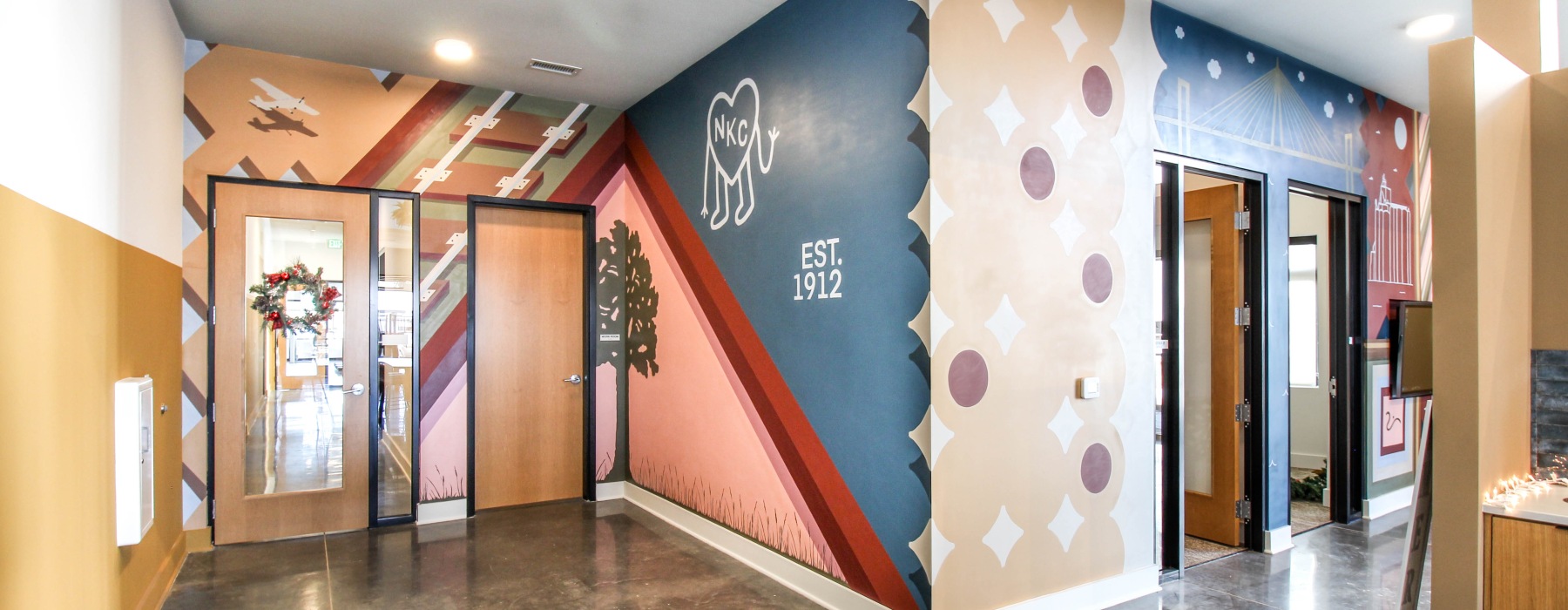 Leasing offices and wall mural