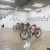 a group of bicycles in a garage